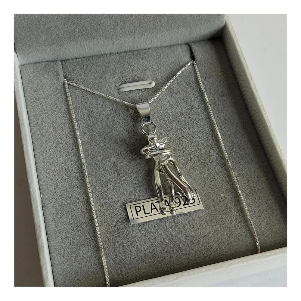CADENA CON DIJE ABRAZO PLATA 925 PLATEADO LARGO 45CM- CA3689