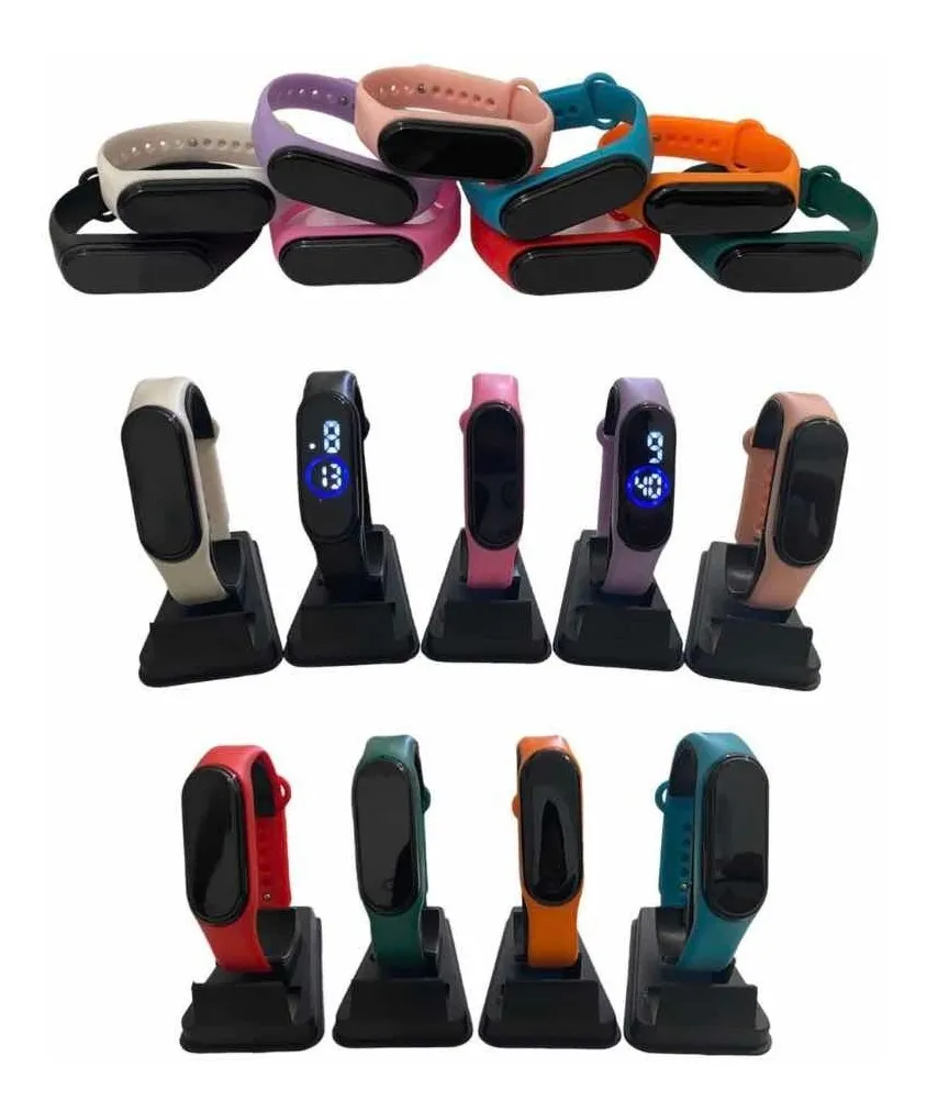 COMB500- PACK X 5 RELOJES PULSERA SILICONA LED DIGITAL