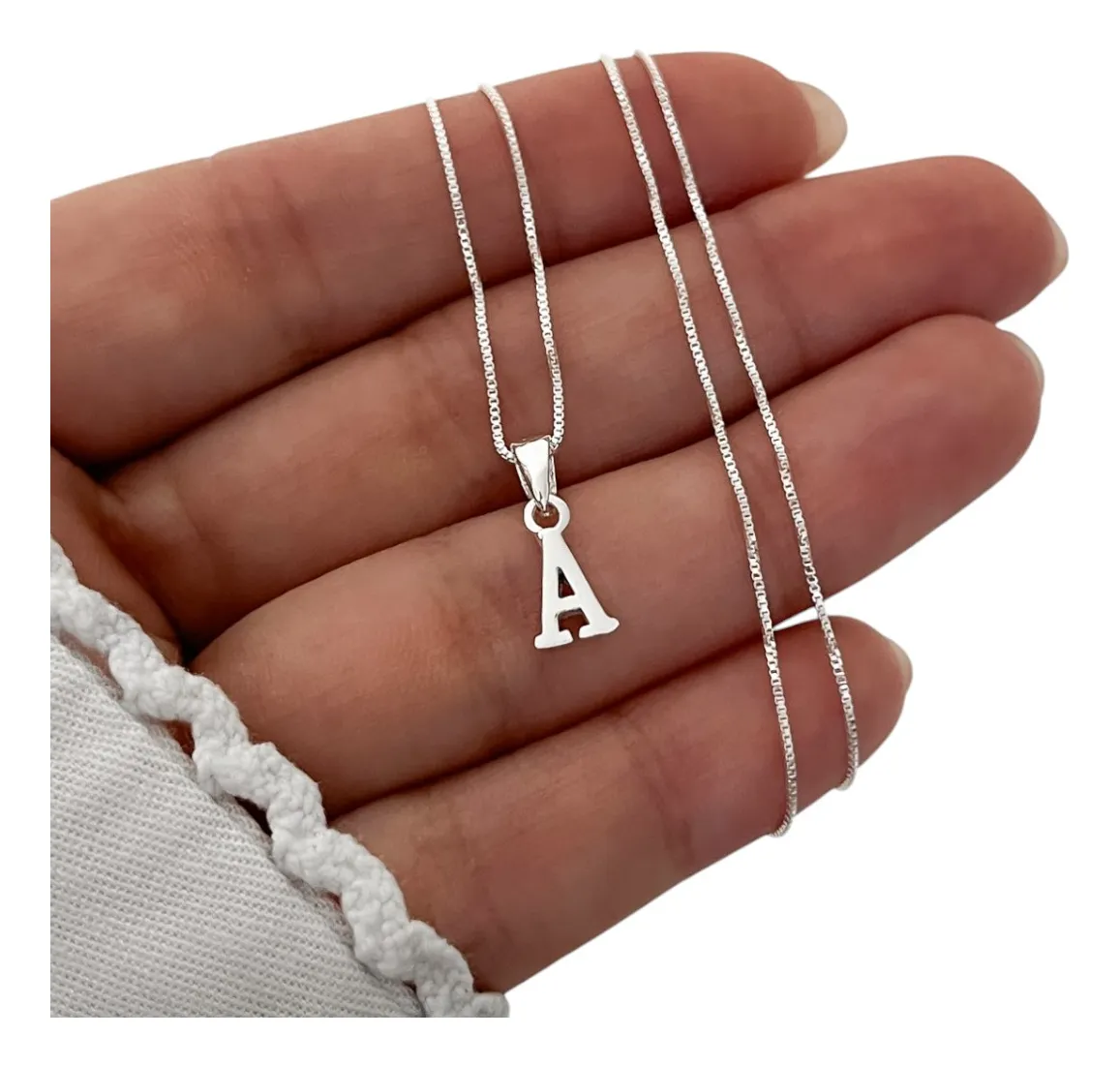 CADENA PERSONALIZADA CONJUNTO 45CM CON DIJE INICIAL PLATA 925- CA3685