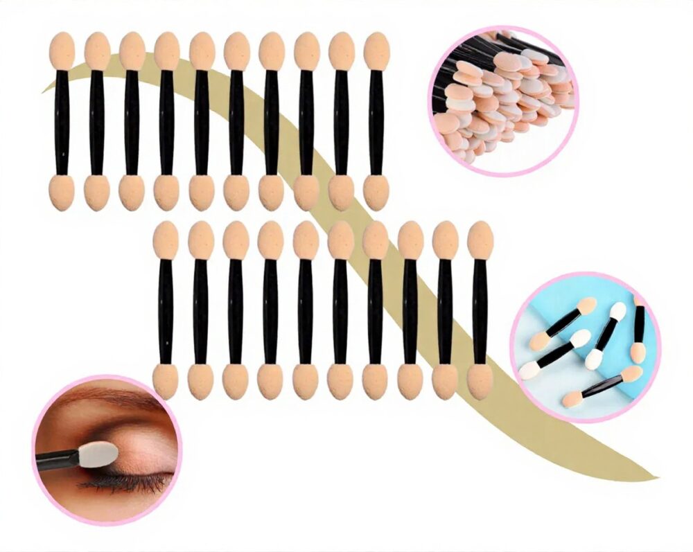 10 Aplicador De Sombras Y Uñas Para Ojos Doble Puntas Negro