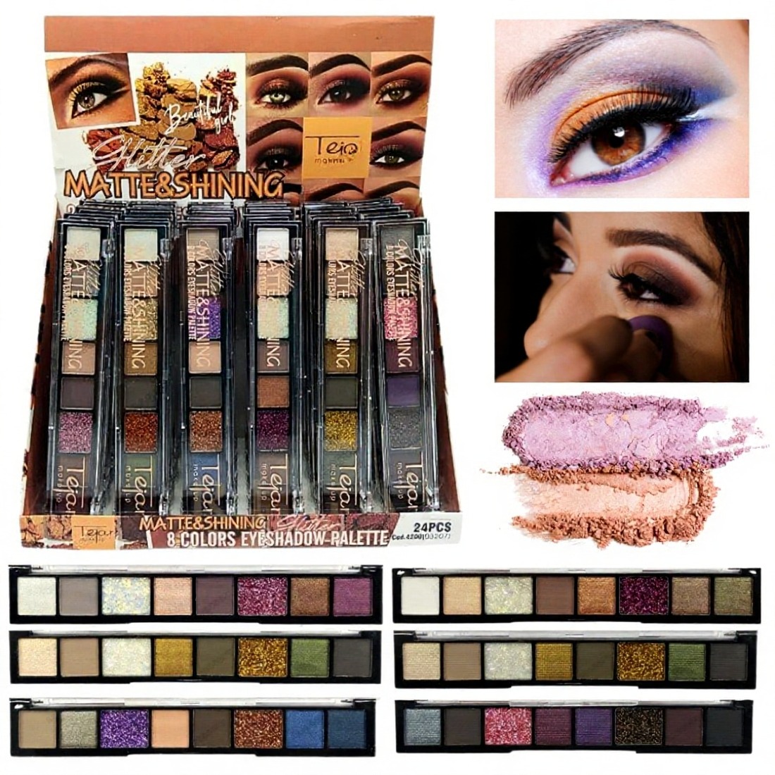 Paleta de sombras de ojos x8 diferentes colores tejar makeup