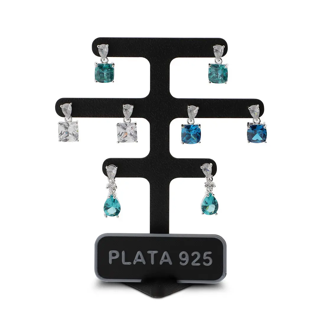 EXHIBIDOR AROS X 3 CON PLACA "PLATA 925"