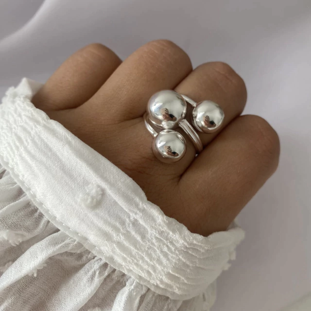 ANILLO BOLITAS PLATA 925 (MEDIDA ESTANDARD) - AN642 - Imagen 2