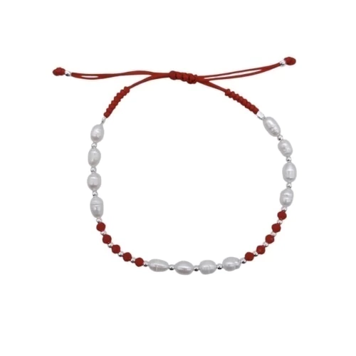 PULSERA PLATA 925 BOLITAS CON CRISTAL HILO - PULS636