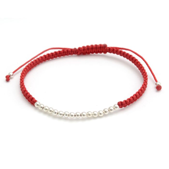 PULSERA PLATA 925 BOLITAS CON HILO- PULSE679