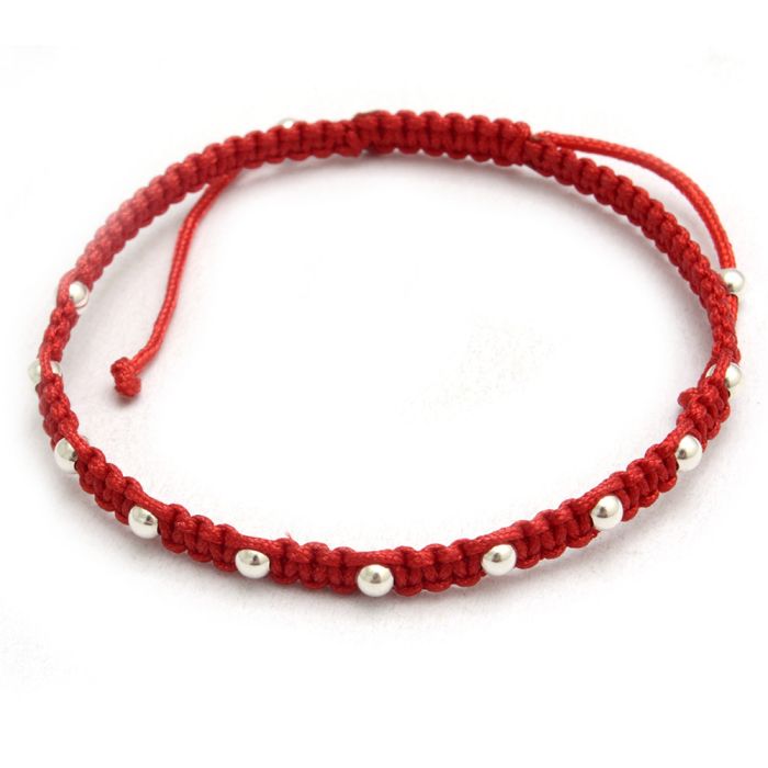 PULSERA PLATA 925 BOLITAS CON HILO- PULSE673