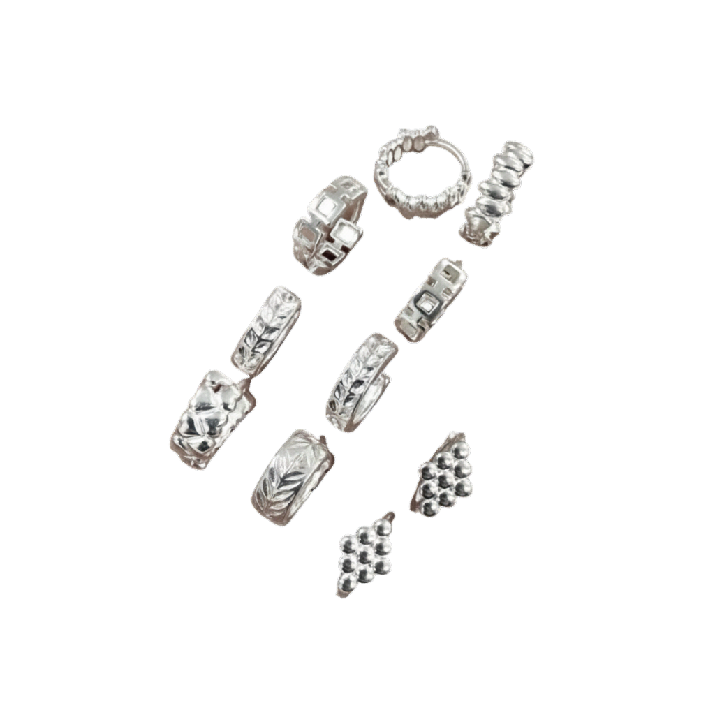 COMB1506- KIT 6 AROS HUGGIES DE PLATA 925 (Imagen ilustrativa)
