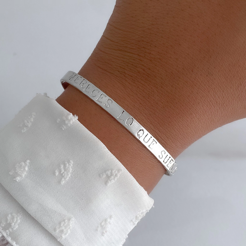 PULSERA ESCLAVA GRABADA PREMIUM DE PLATA 925- APUL660