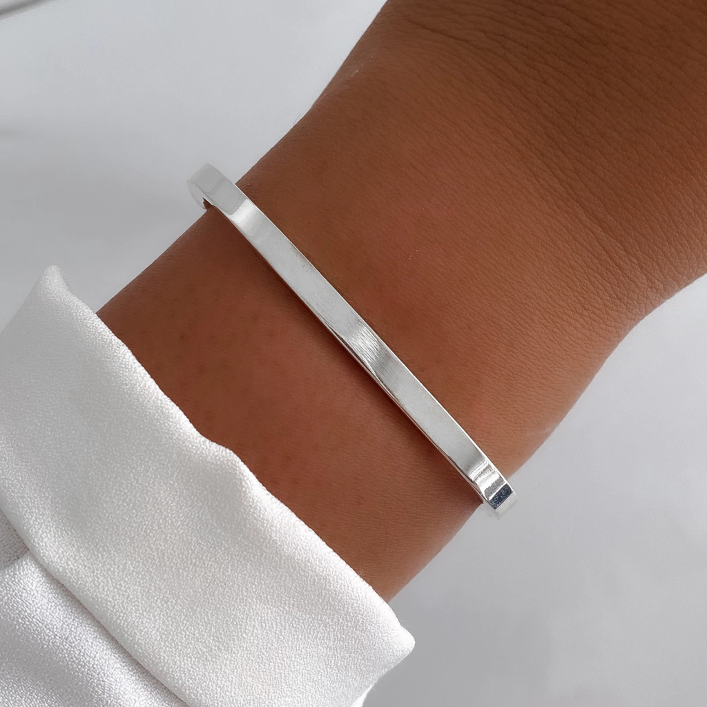 PULSERA ESCLAVA CUADRADA PREMIUM DE PLATA 925- APUL658