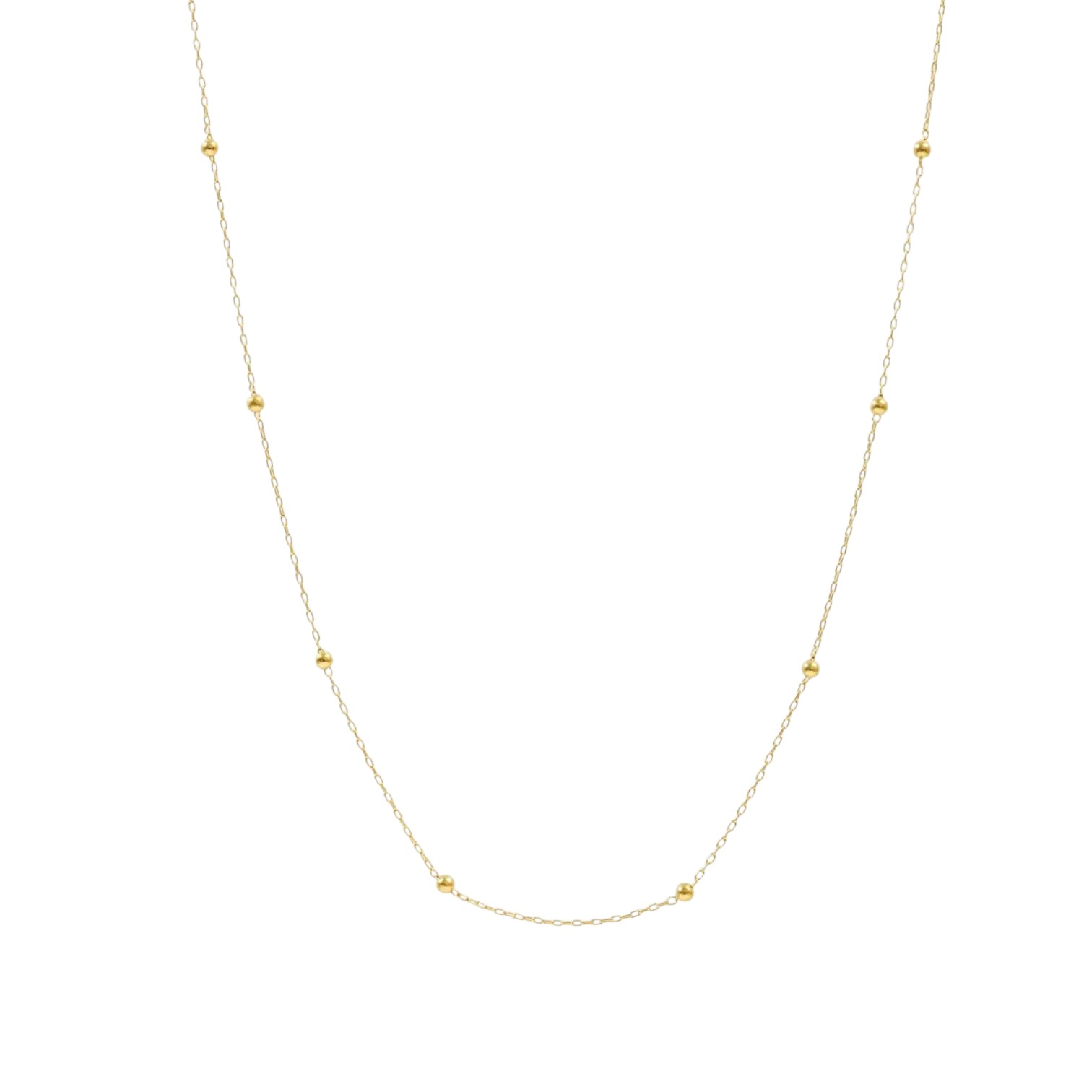 OR114- CADENA DELICADA CON BOLITAS INTERCALADAS ORO 18K 40/45CM 2,0GR