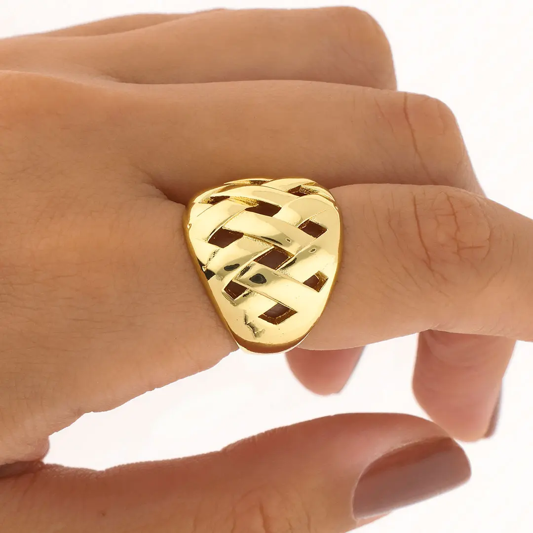 ANILLO REGULABLE ACERO DORADO