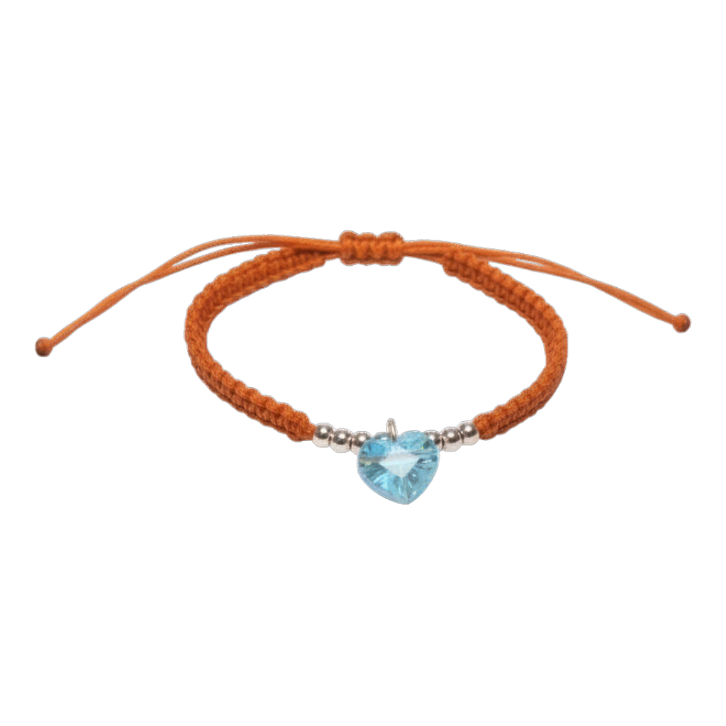 Pm030ab - Pulsera De Plata 925 De Macrame Con Bolitas, Dije De Corazon