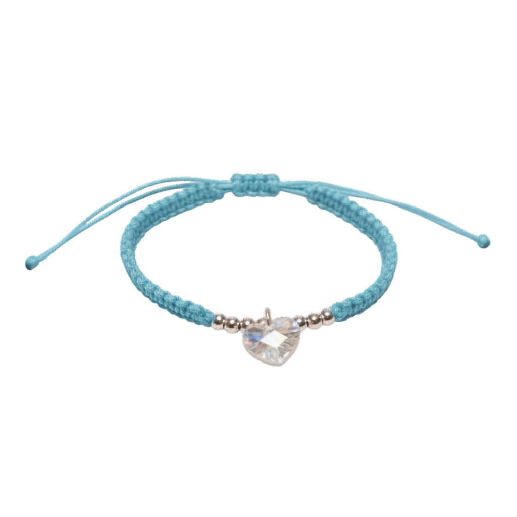 Pm031ab - Pulsera De Plata 925 De Macrame Con Bolitas, Dije De Corazon