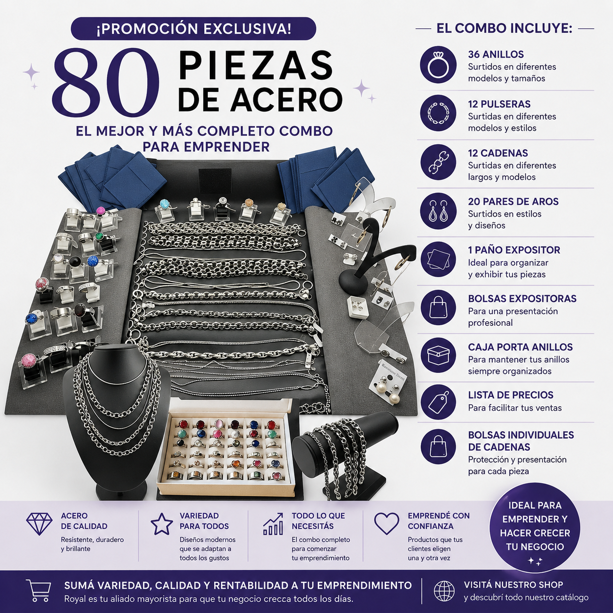 COMB3441A- Paño Armado 80 Piezas Acero Quirúrgico Revendedores (IMAGEN ILUSTRATIVA, PRODUCTOS SIN ELECCION SURTIDOS)