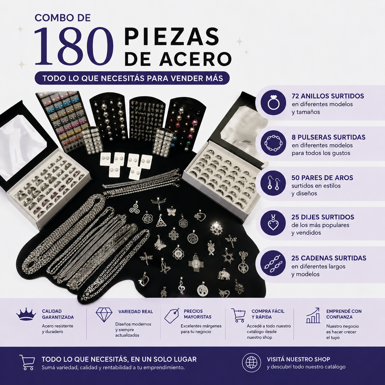 COMB3440A- Paño Armado 180 Piezas Acero Quirúrgico Revendedores (IMAGEN ILUSTRATIVA, PRODUCTOS SIN ELECCION SURTIDOS)