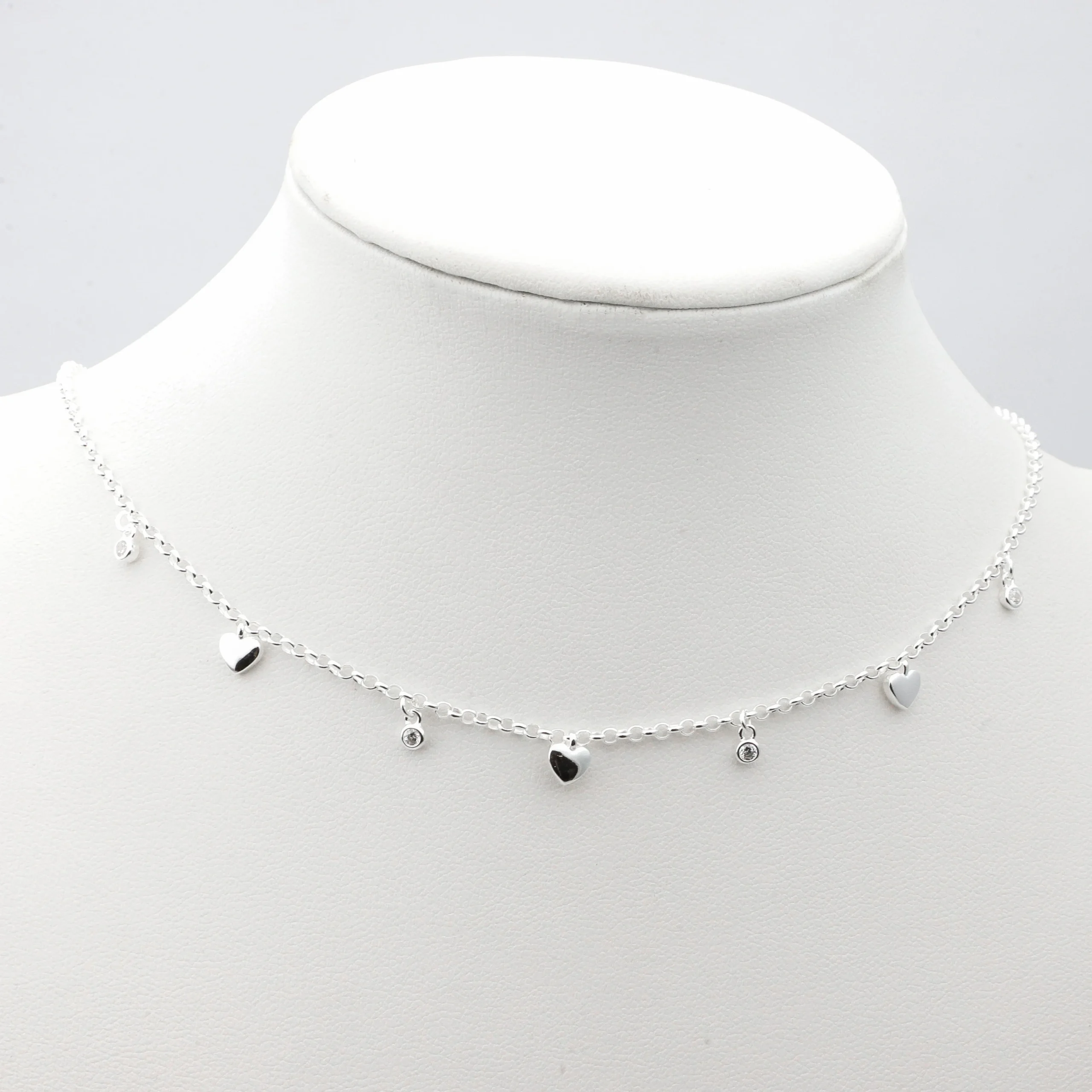 CADENA COLGANTE COLGANTE CHOKER PLATA 925 DIJES CORAZONES
