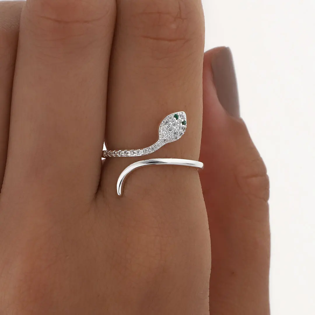 ANILLO SERPIENTE ACERO BLANCO
