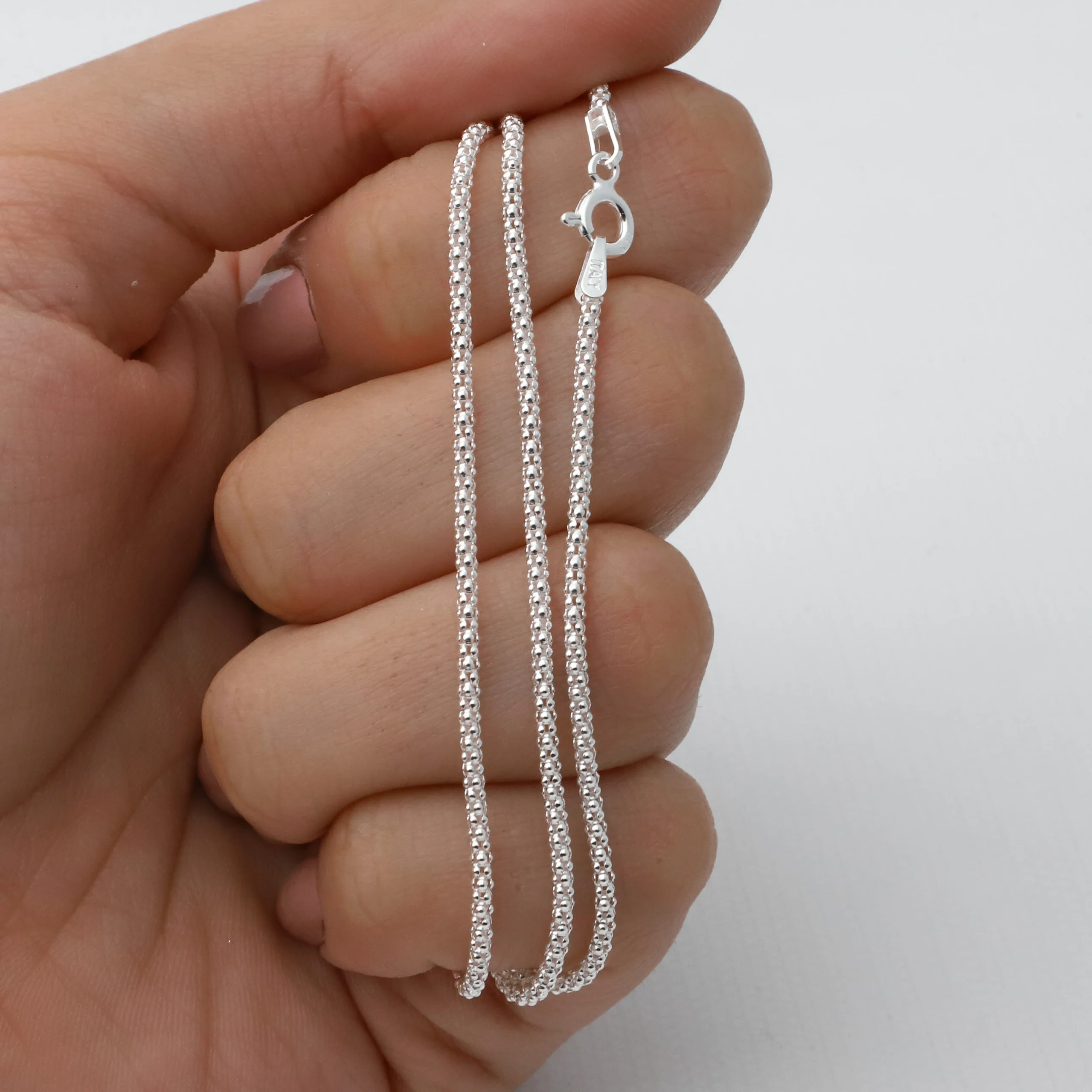 CADENA COREANA BOMBE ITALIANA PLATA 925 45 CM