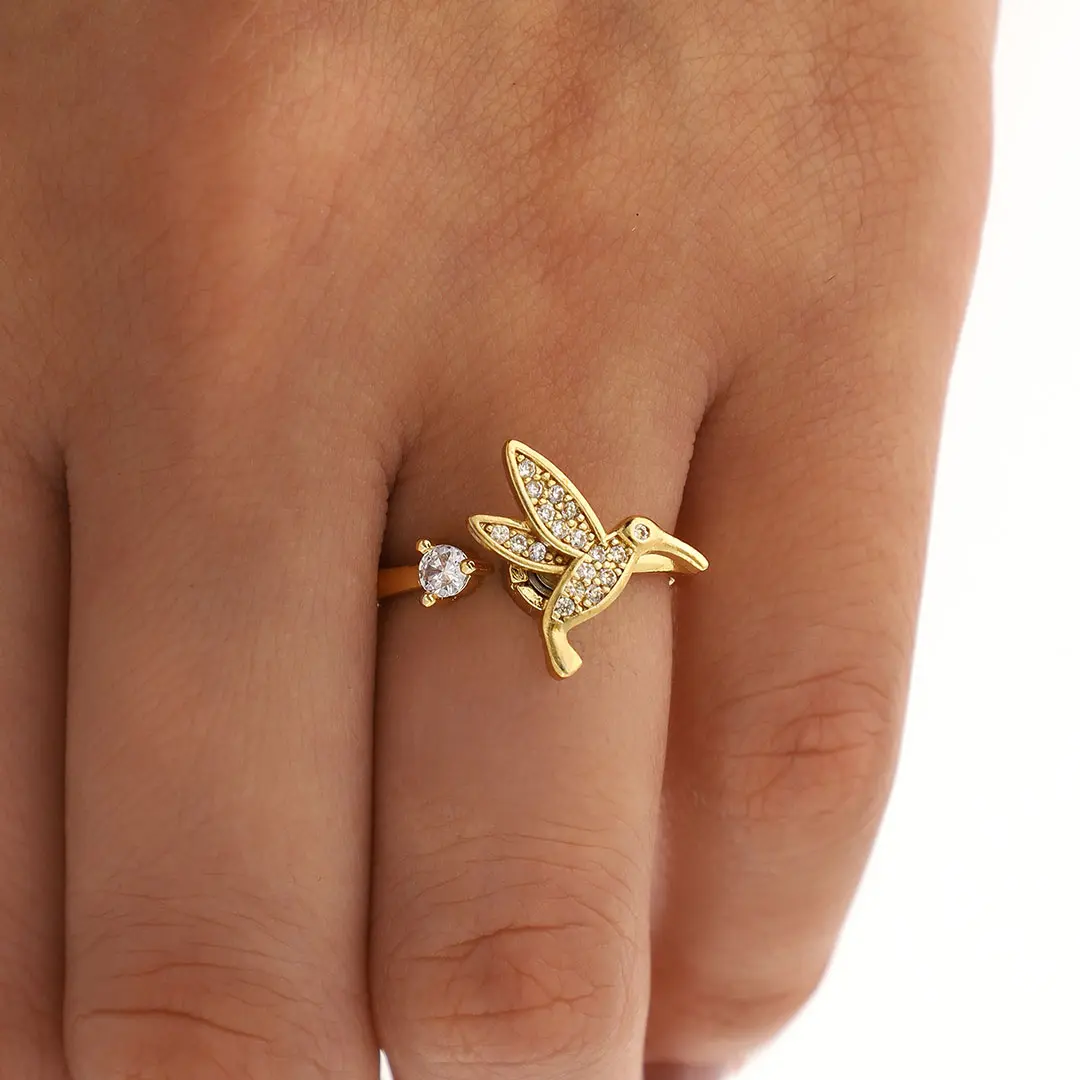 ANILLO ANTI ESTRES REGULABLE  ACERO DORADO
