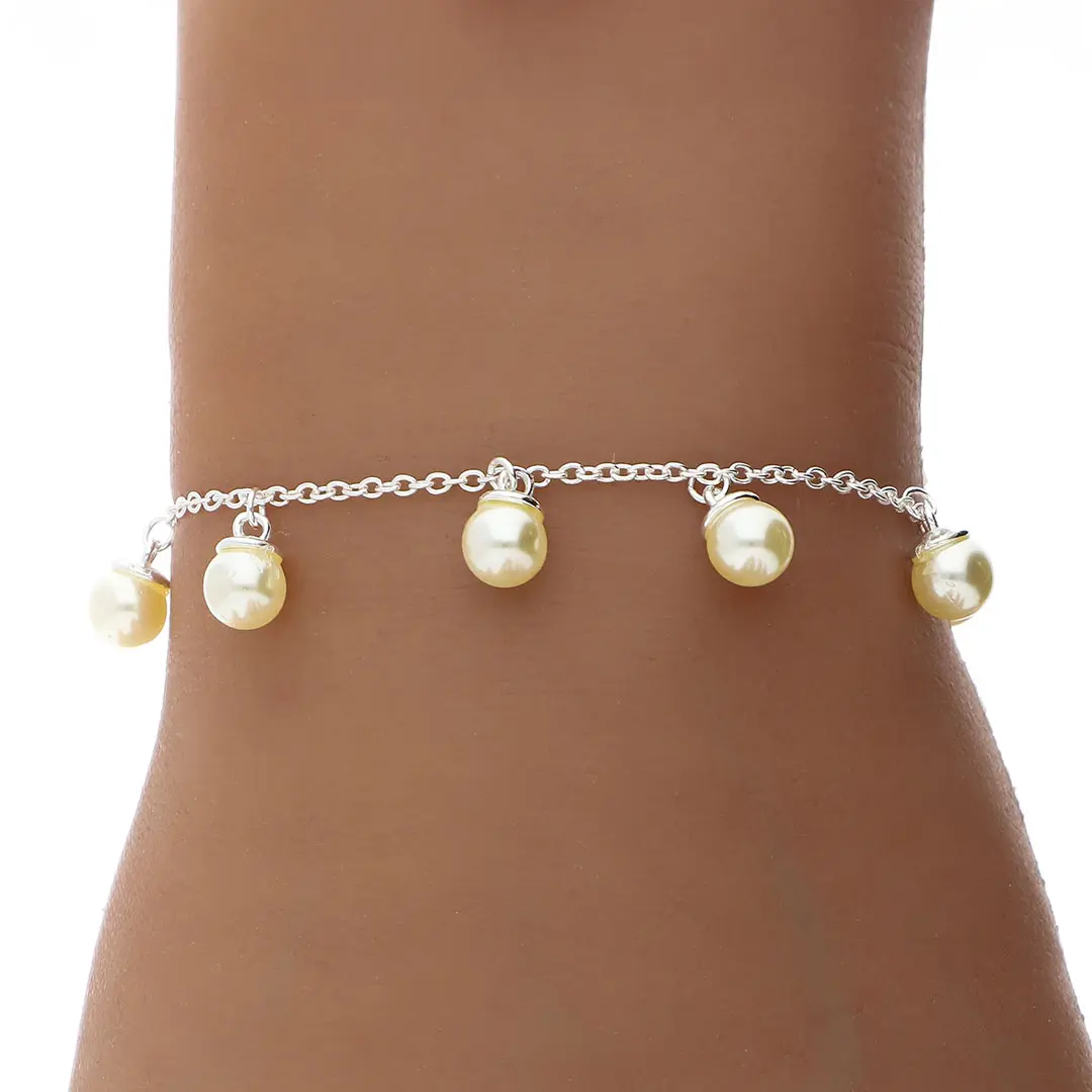 PULSERA MINI ROLO PLATA 925 CON PERLAS