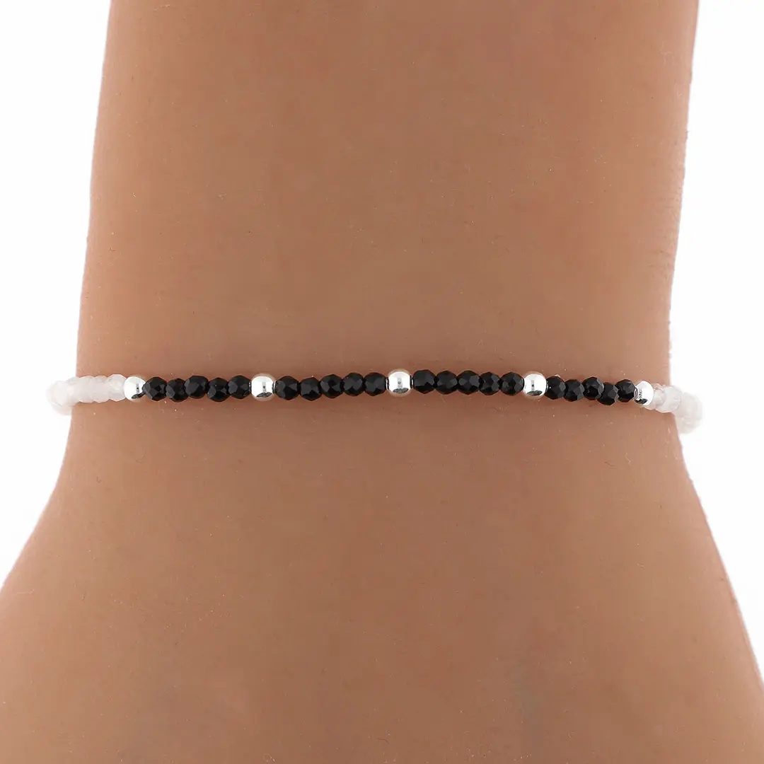 PULSERA CRISTAL EXCLUSIVA CON BOLITAS DE PLATA