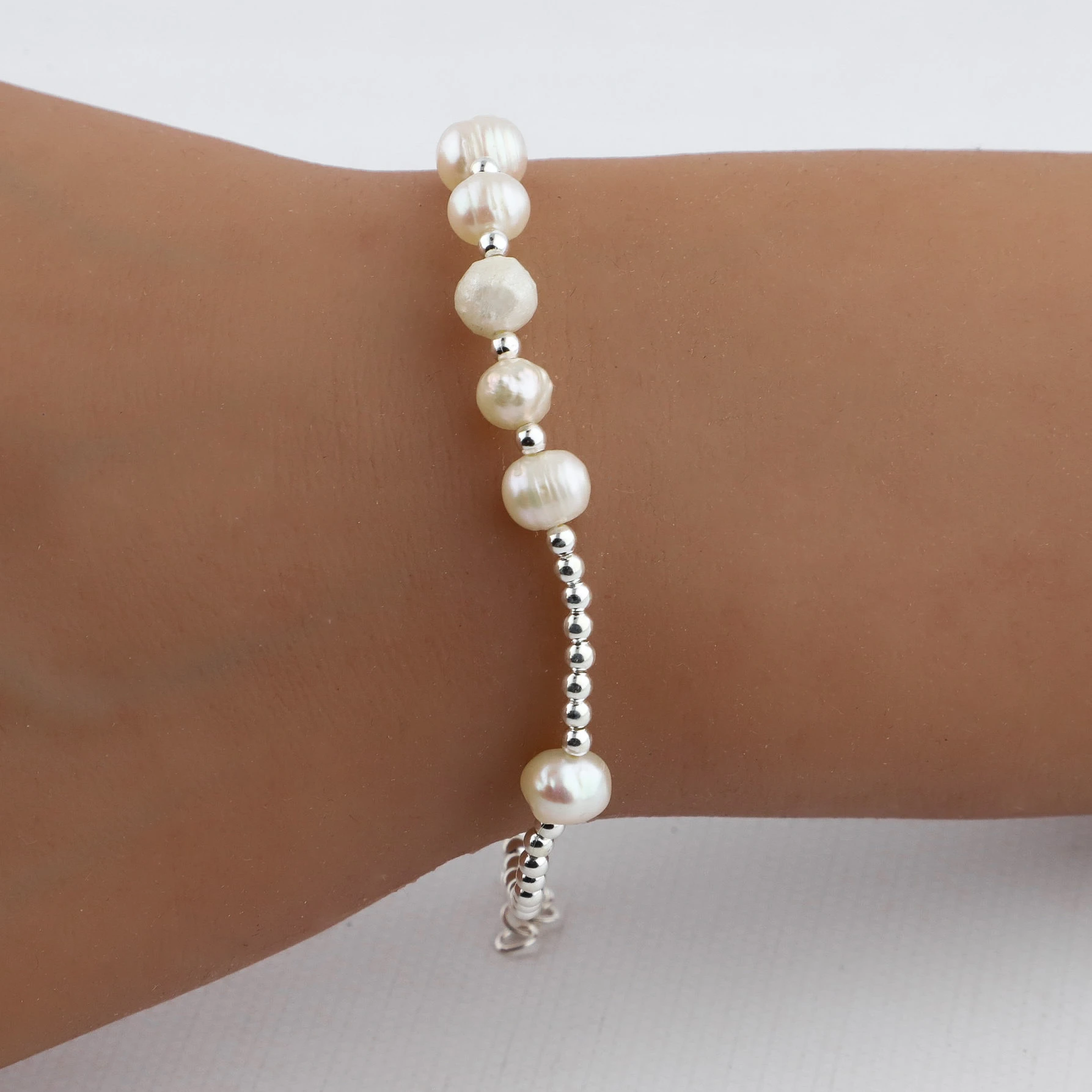 PULSERA BOLITAS DE PLATA 925 Y PERLAS