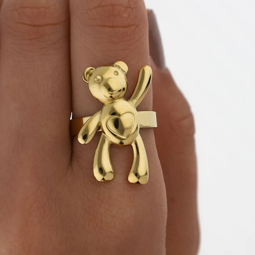 ANILLO MOSCHINO ACERO DORADO