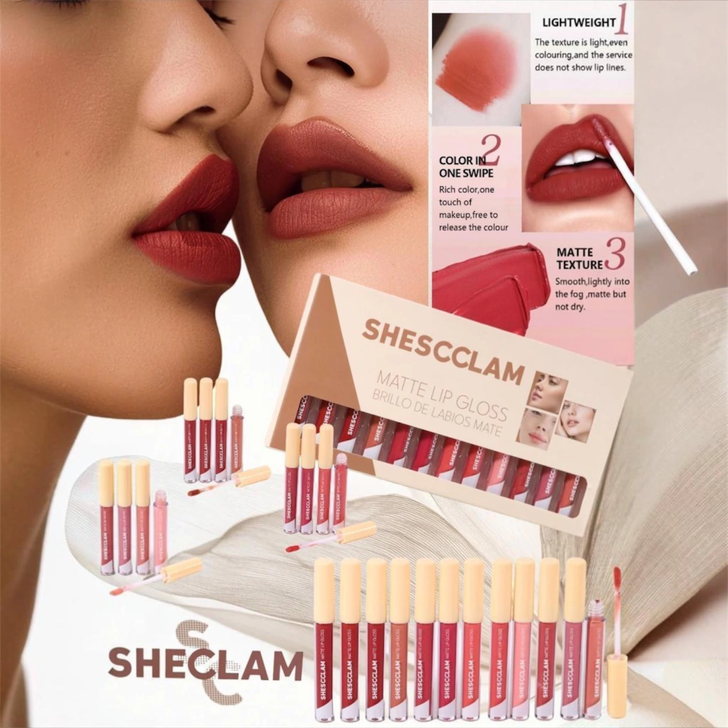 MK006- Set De Labiales Matte Lip Gloss 12 Unidades. - Shescclam.